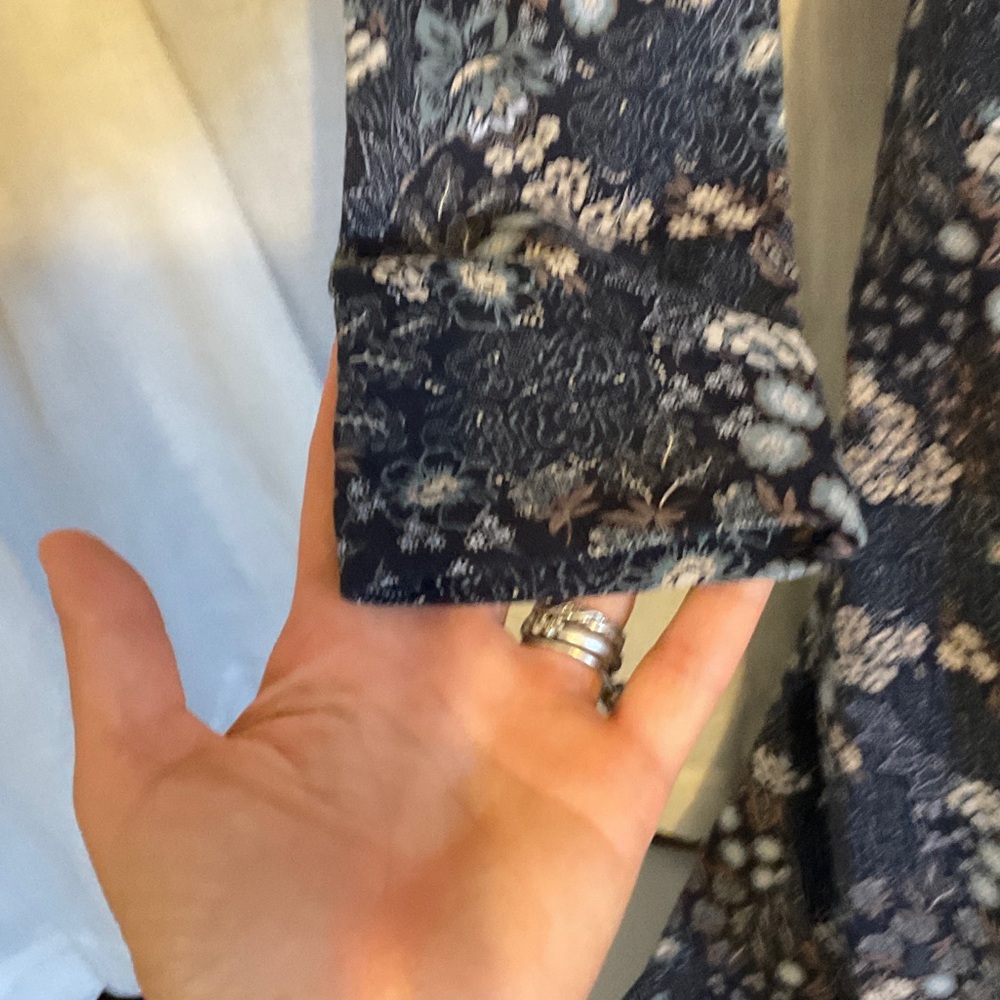 Long Sleeve Floral Wrap Midi Dress - Blue - Picture 5 of 8